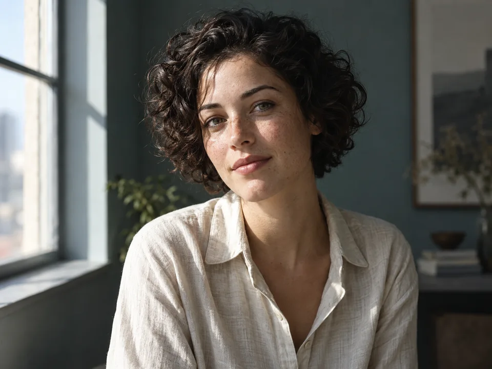 Portrait source photo for a lighting edit example